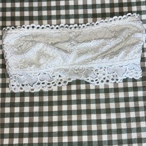 Aerie White Lace Bandeau Bra Top